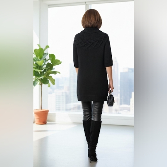 Theory Mirna Warmth Wool Cashmere Black Turtleneck Sweater Dress Tunic S… - Picture 14 of 16